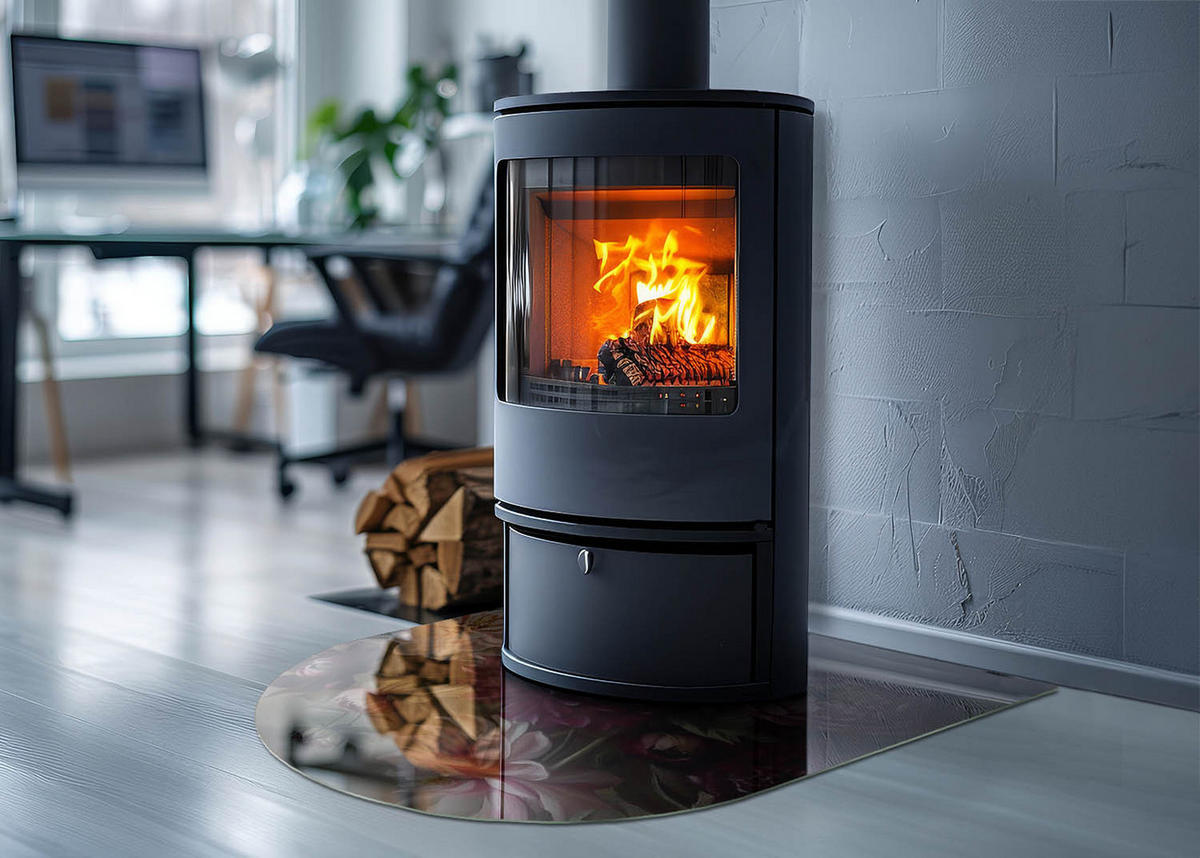 GLASPLATTE für Kamin 80x70 cm - Weinrot, Glas (80/70/0.4cm) - TULUP