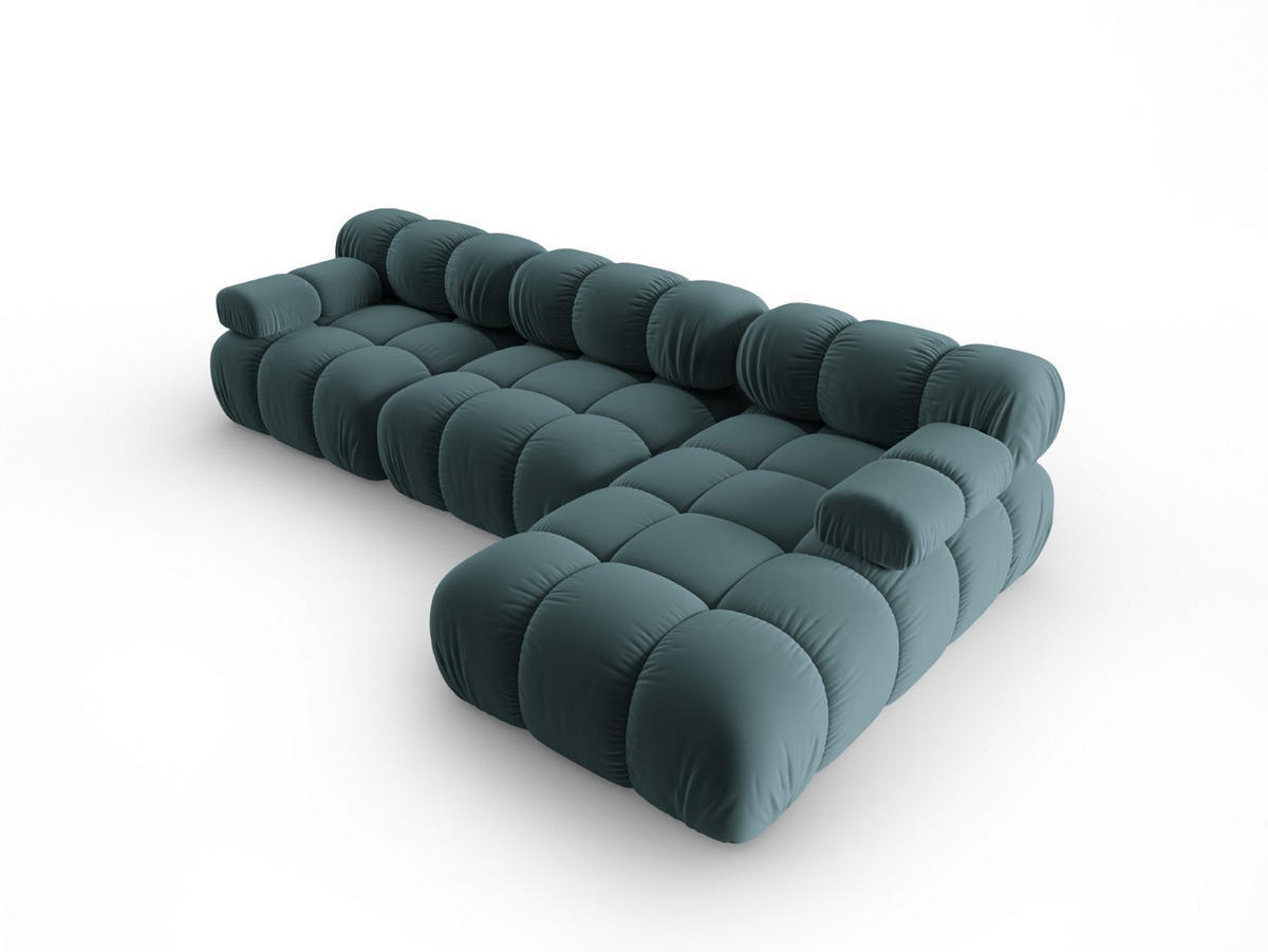 MODULARES-ECKSOFA rechts Bellis aus Samt petrol 4 Sitzplätze - Petrol, Textil (122/285cm) - Micadoni