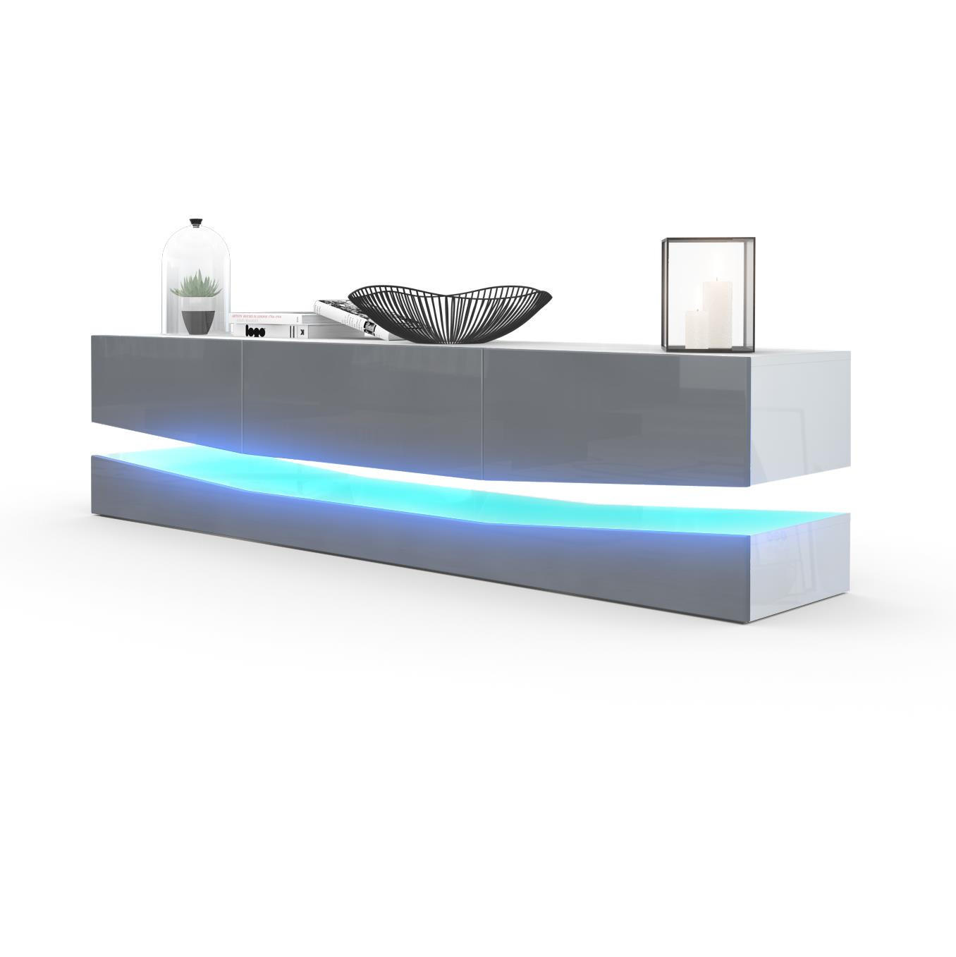 Vladon Lowboard Grau 178x48x39 cm