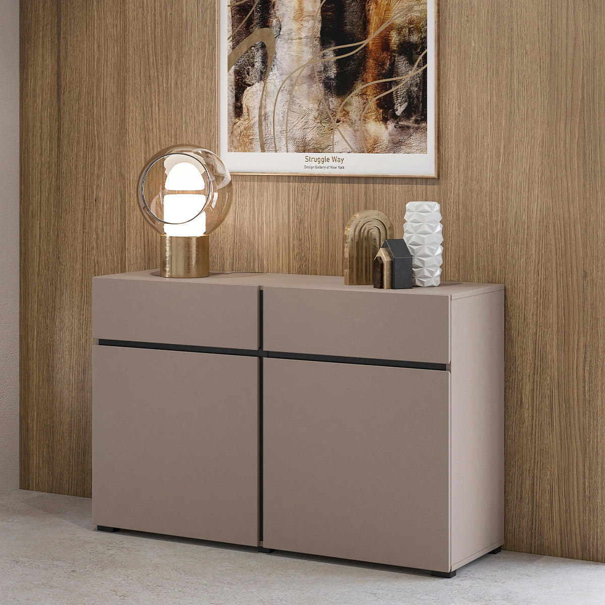 KOMODA Lilia Taupi - taupe, drvni materijal (119/78/40cm) - Petits-meubles