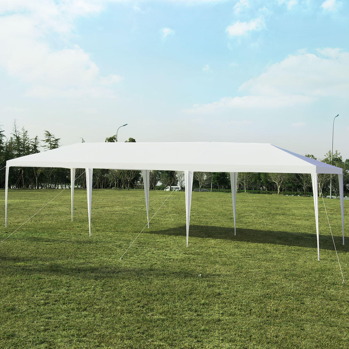 GARTENPAVILLON Weiß - Weiß, Metall (900/260/300cm) - COSTWAY