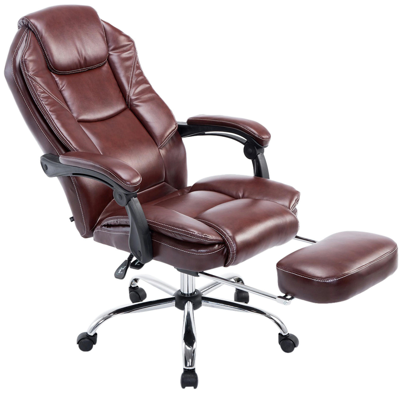 CHEFSESSEL Lederlook Bordeauxrot - Chromfarben/Bordeaux, Textil/Metall (67/114/64cm) - CLP