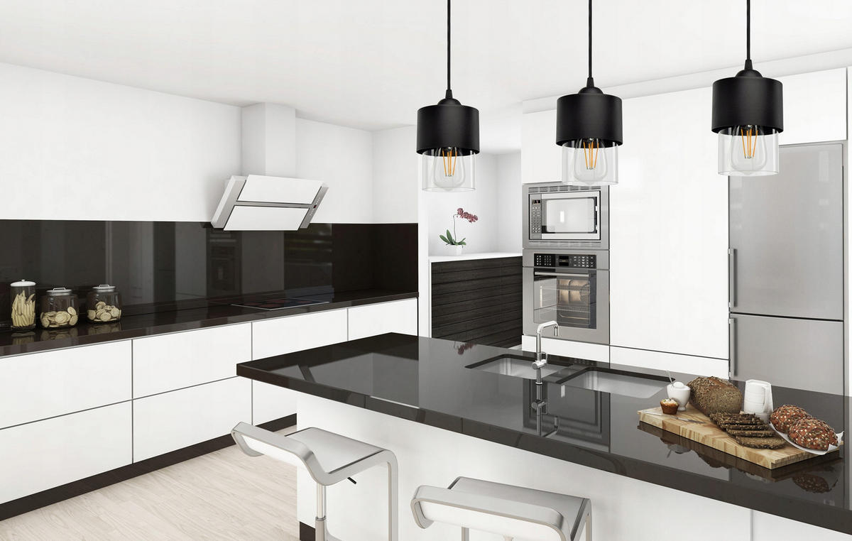 PENDELLEUCHTE Hege - Transparent/Schwarz, Glas/Metall (12/12/70cm) - kiki design