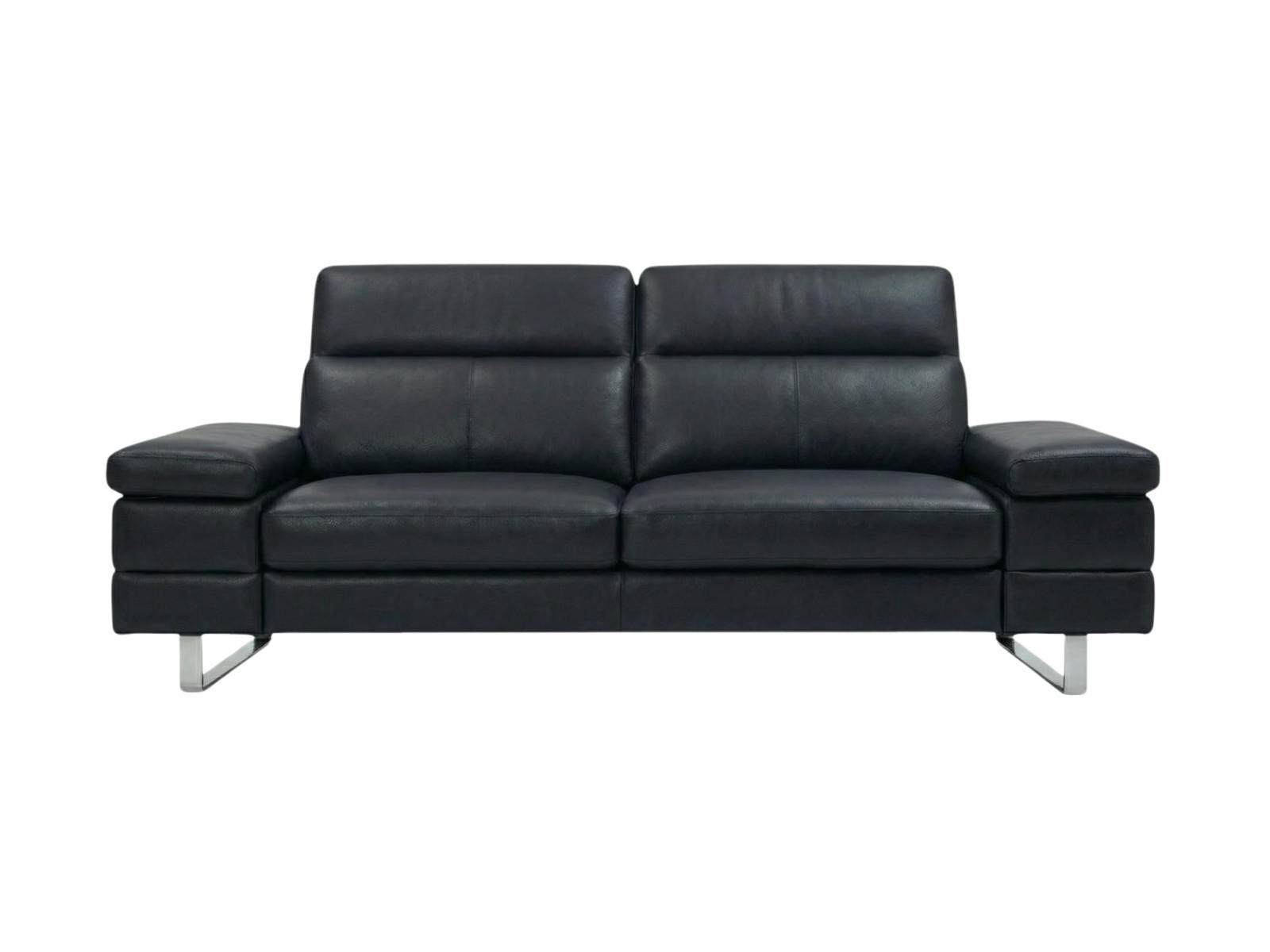 3-SITZER Sofa Virage Echtleder Schwarz - Schwarz, Leder/Metall (212/75/109cm)