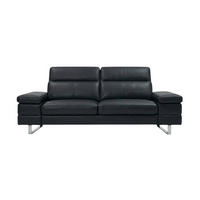 3-SITZER Sofa Virage Echtleder Schwarz - Schwarz, Leder/Metall (212/75/109cm)