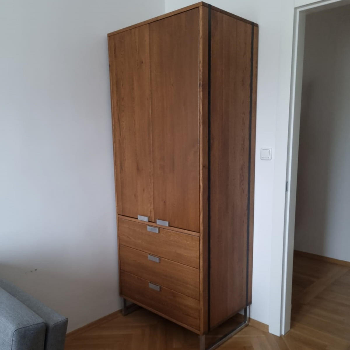 ZWEIFLÜGELSCHRANK mit Schubladen für das Schlafzimmer HUGON - Eichefarben, Holz (80/200/55cm) - Rawood Furniture