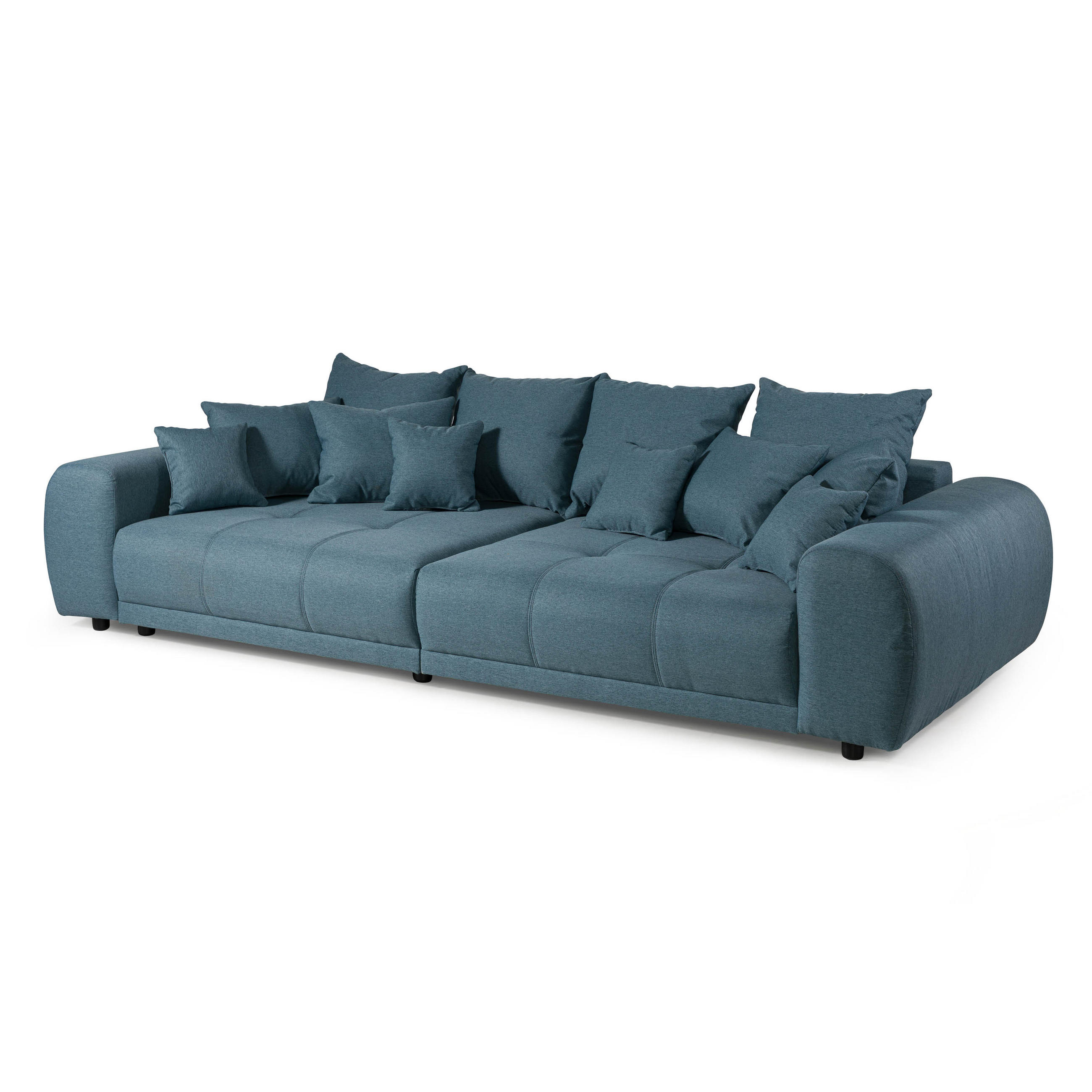 BIGSOFA Geflechtstoff 310x135x86 blau MIRELLA - Blau, Kunststoff (310/86/135cm) - Massivmoebel24