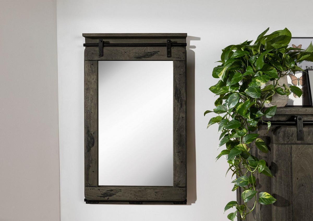 SPIEGEL Mango 60x8x100 grau lackiert RAILWAY #263 - Grau, Holz (60/100/8cm) - Massivmoebel24