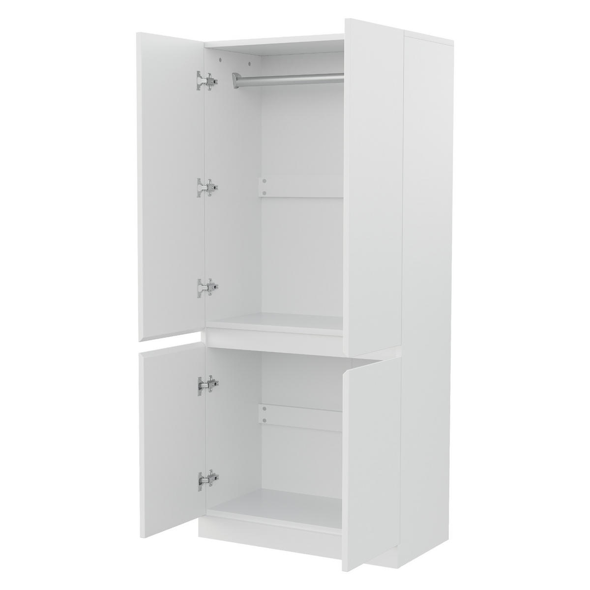 KLEIDERSCHRANK 70x40x170cm 2 Türen Stauraum Weiß - Weiß, Holz (70/170/40cm) - FLIEKS
