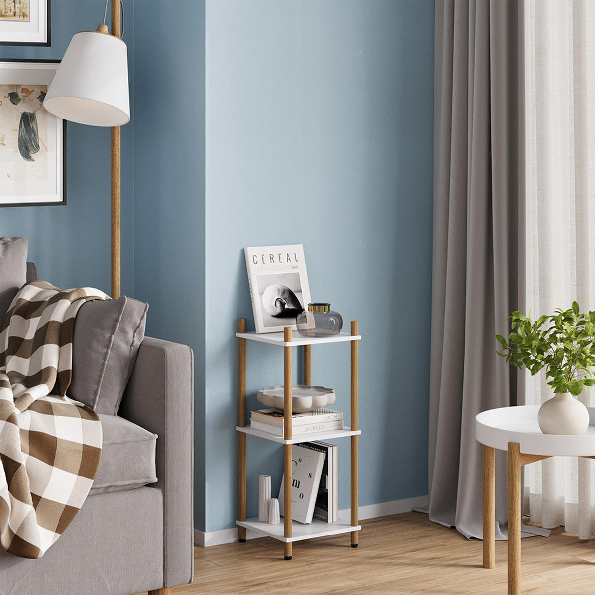 ROHOVÁ POLICE Bivio Bílá/borovice - bílá, kompozitní dřevo (30/72/30cm) - Vicco