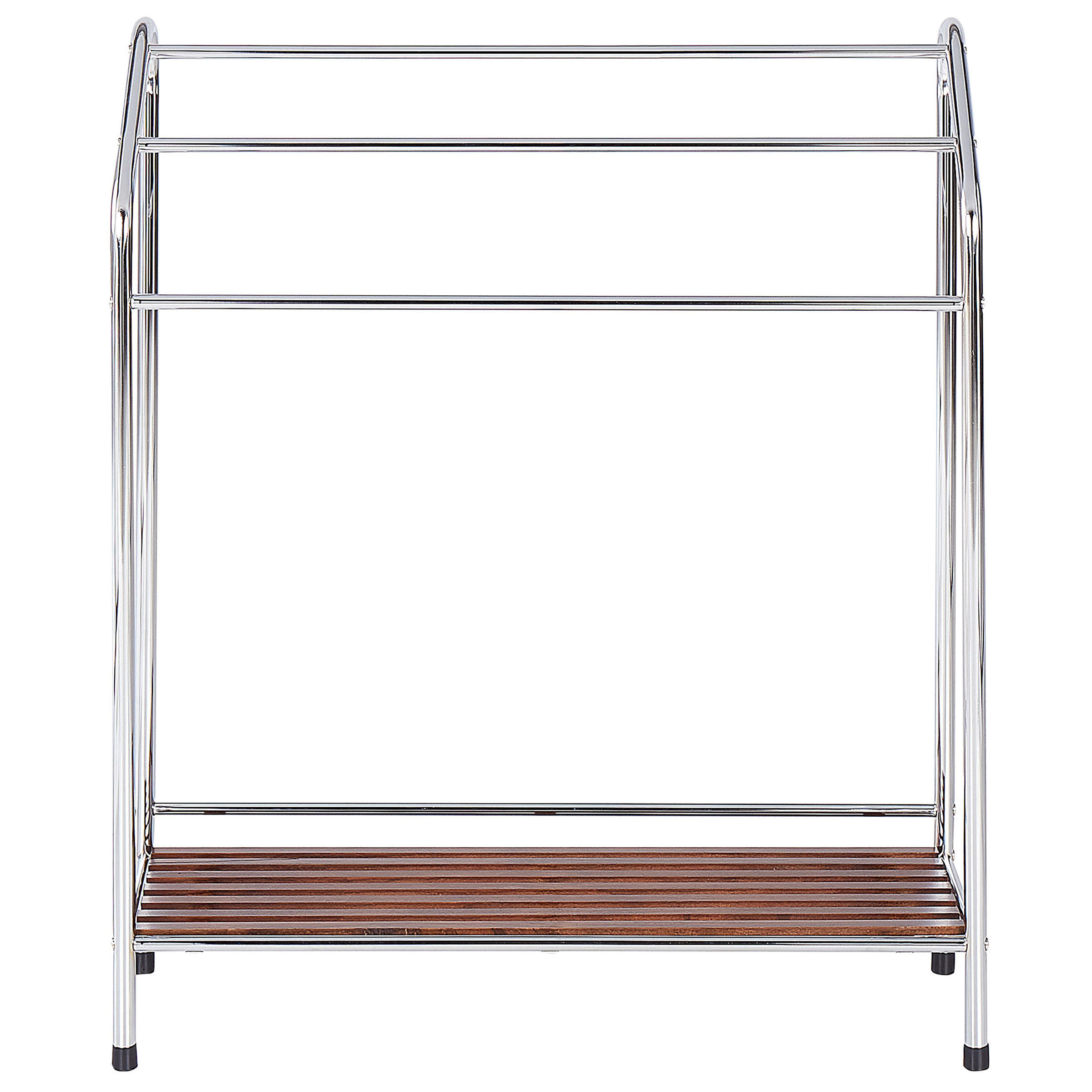 HANDTUCHSTÄNDER mit Ablage silber/dunkelbraun 72 x 85 cm 3 Muriva - Dunkelbraun/Silberfarben, Metall (72/85/27cm) - Beliani