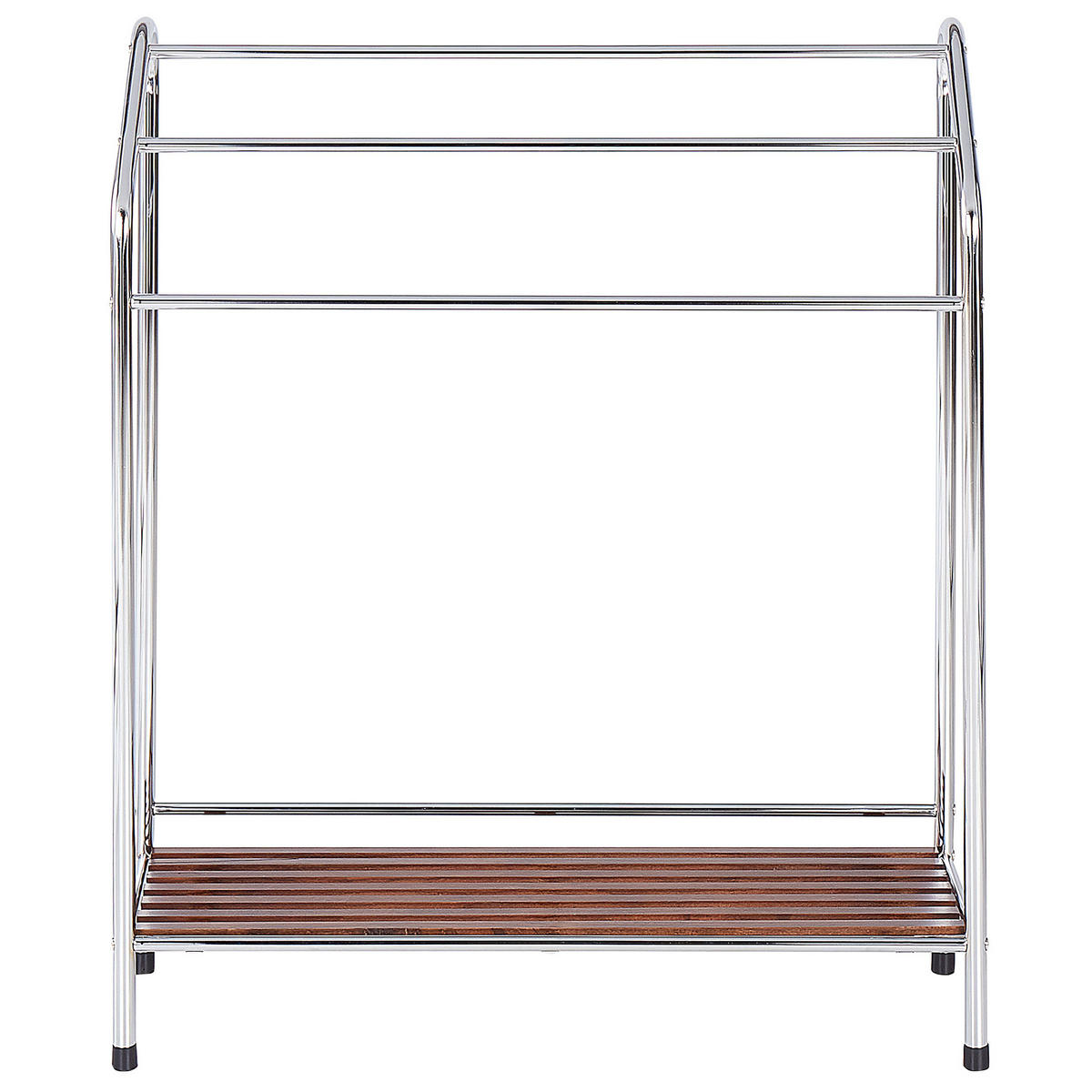 HANDTUCHSTÄNDER mit Ablage silber/dunkelbraun 72 x 85 cm 3 Muriva - Dunkelbraun/Silberfarben, Metall (72/85/27cm) - Beliani