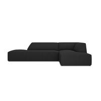ECKSOFA rechts Ruby aus strukturiertem Stoff schwarz 4 Sitzplätze - Schwarz, Textil (180/273cm) - Micadoni