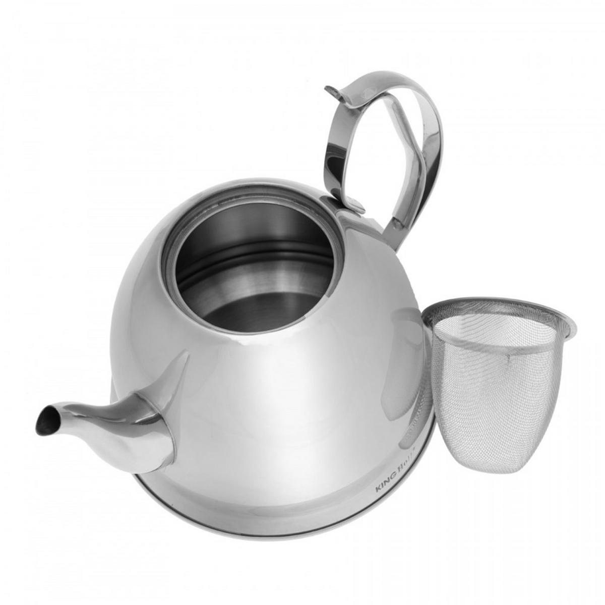 WASSERKESSEL Silber 14/14/15 cm KH3761 - Silberfarben, Metall (14cm) - Kinghoff 