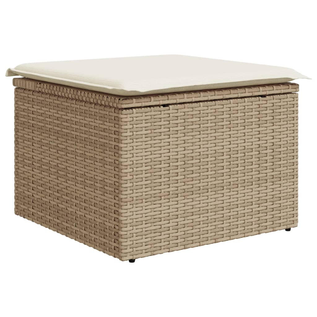 GARTENHOCKER Mit Kissen Beige 55/55/37 Cm Poly Rattan - Creme, Kunststoff (55/37/55cm) - vidaXL
