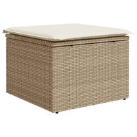 GARTENHOCKER Mit Kissen Beige 55/55/37 Cm Poly Rattan - Creme, Kunststoff (55/37/55cm) - vidaXL