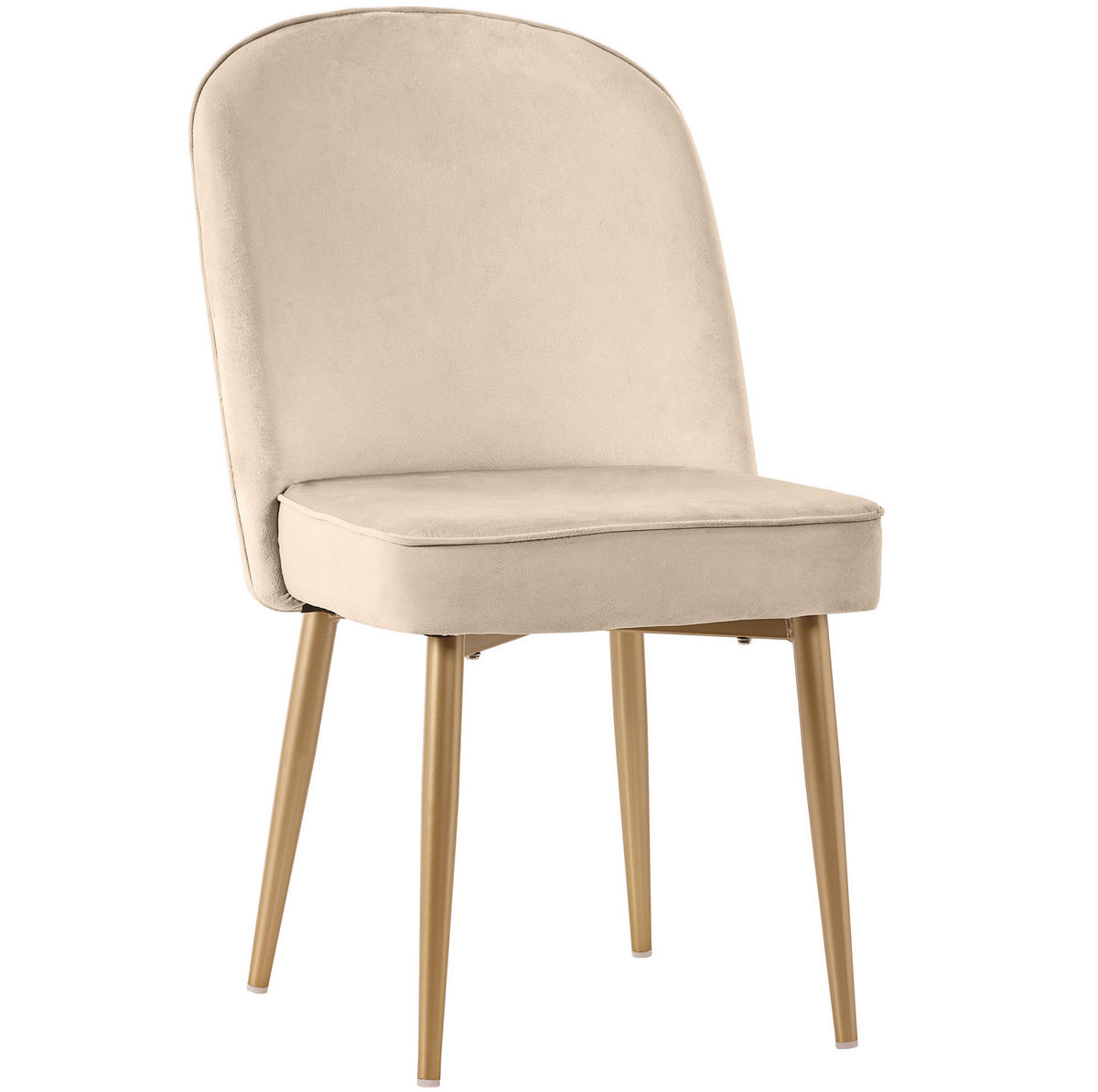 ESSZIMMERSTUHL 2er-Set Samt Beige mit goldfarbenen Metallbeinen - Beige, Metall (62/87.5/45.5cm) - Meubliv