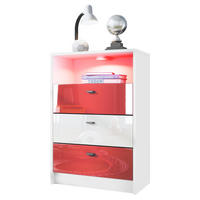 KOMMODE Pino Fronten Rot, Weiß & Rot - Weiß, Holzwerkstoff (56/86/36cm) - Vladon