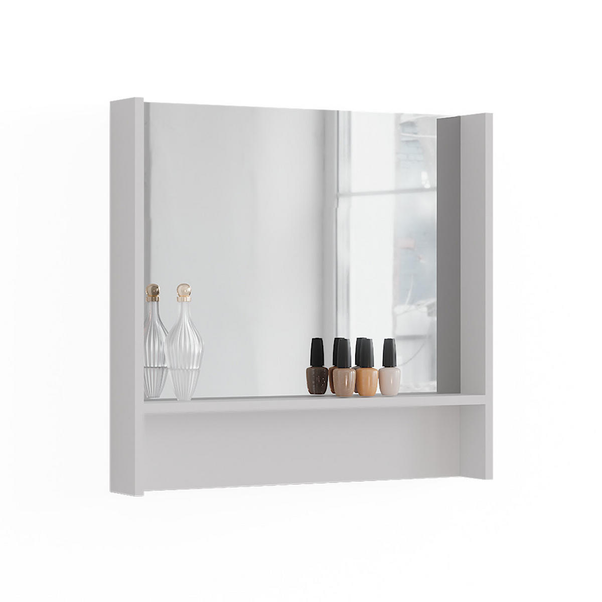 WANDSPIEGEL Sherry Weiß 70 x 65 cm - Weiß, Holzwerkstoff (70/65/10cm) - Vicco