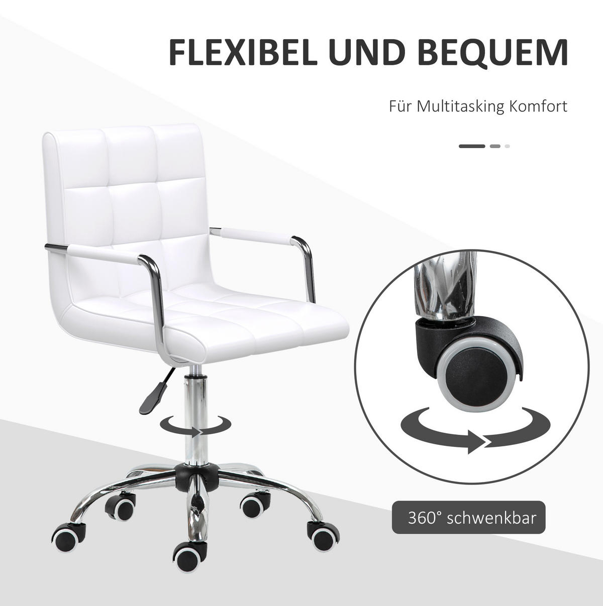 DREHSTUHL 50/84/65 cm Weiß aus PVC höhenverstellbar - Weiß, Kunststoff (54/99/52.5cm) - OKMYHOME