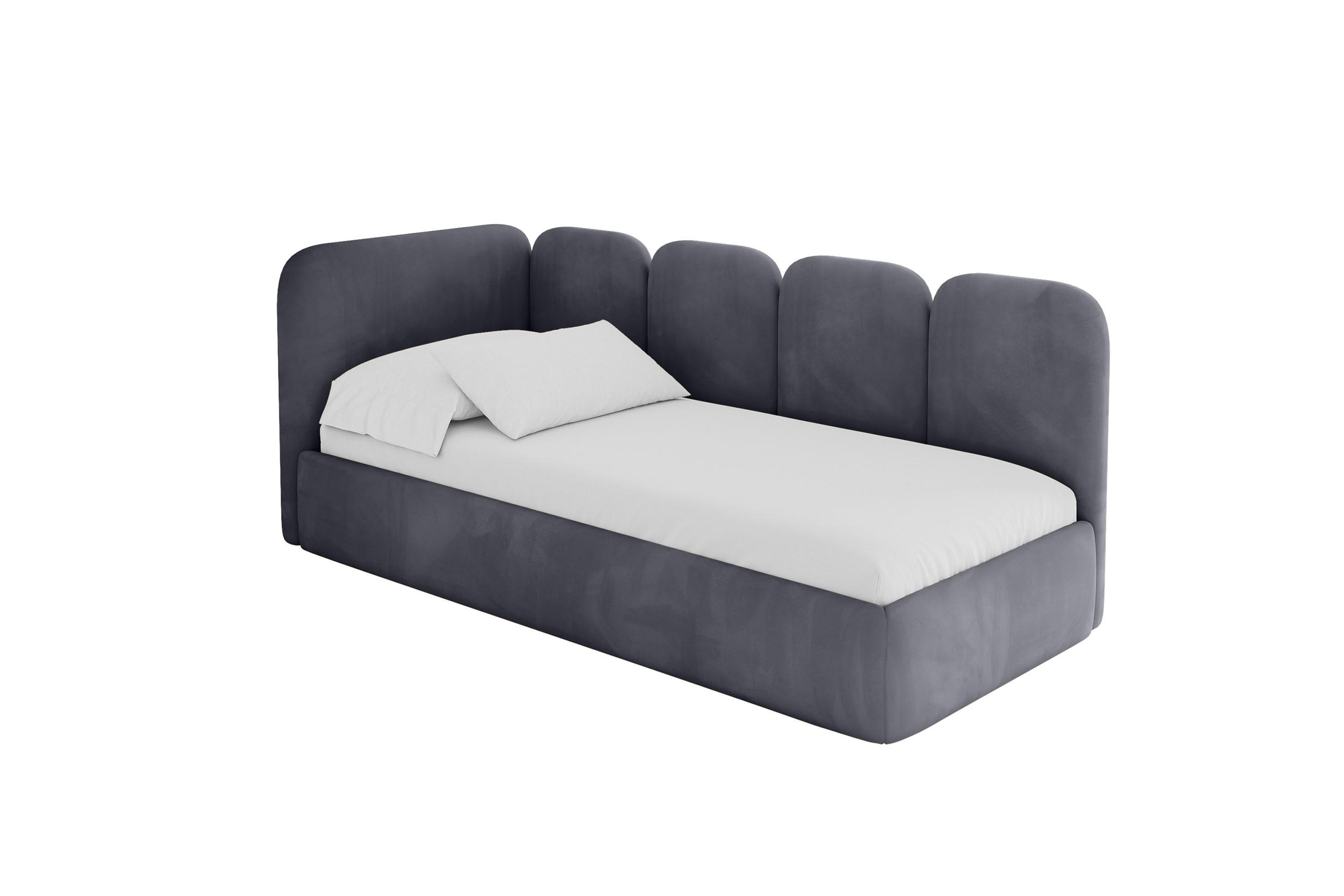 ALTDECOR JEDNOLŮŽKOVÁ POSTEL pro mládež s úložným prostorem a matrací H3/H4, vpravo - VELY 100x200 tmavě šedá