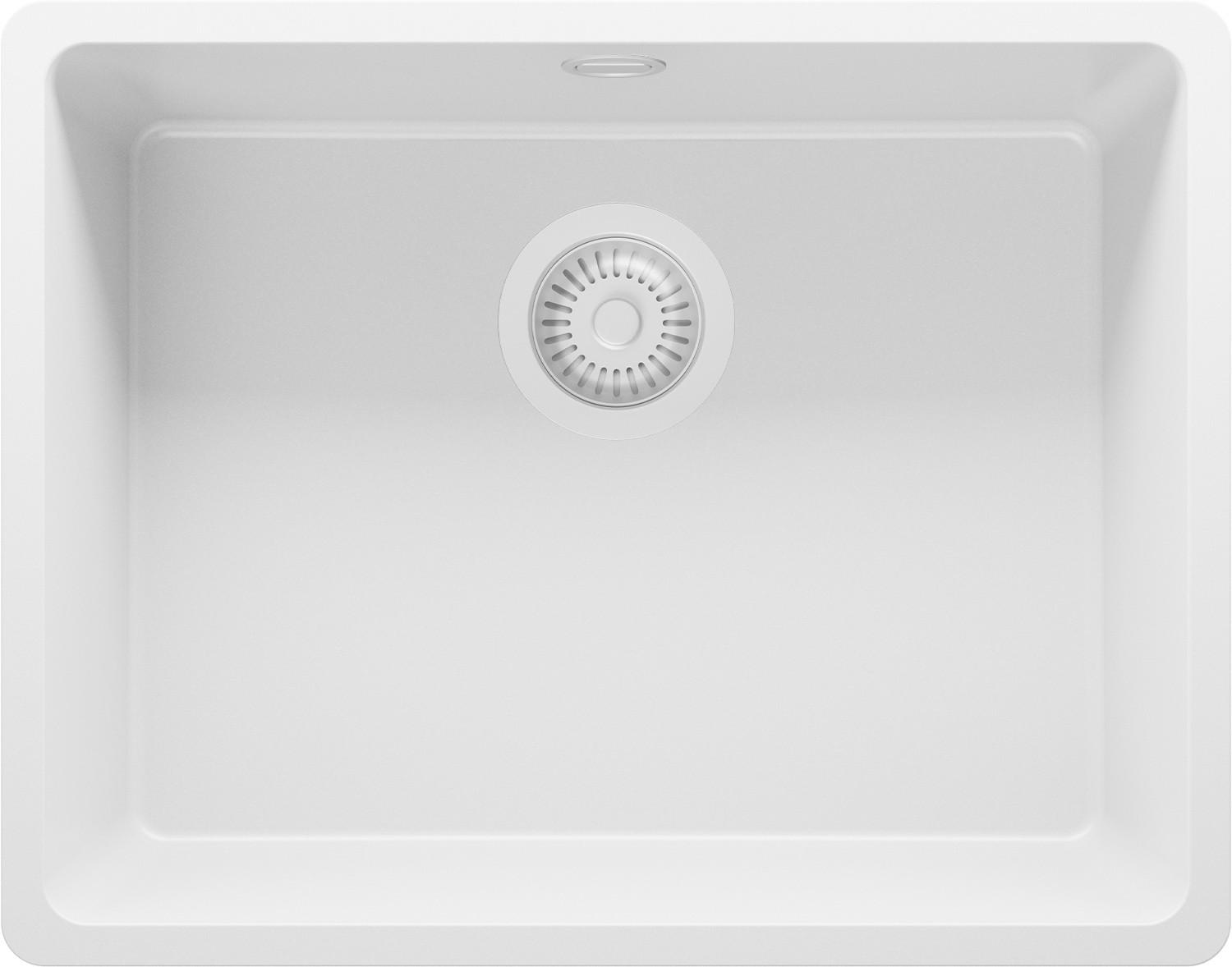 UNTERBAUSPÜLE GRANIT Venedig Easy, 2-er set Alles Weiß 56/44 cm 1 Becken + Ablauf-Set ab 60er Unterschrank - Weiß, Kunststoff (56/20/44cm) - Primagran