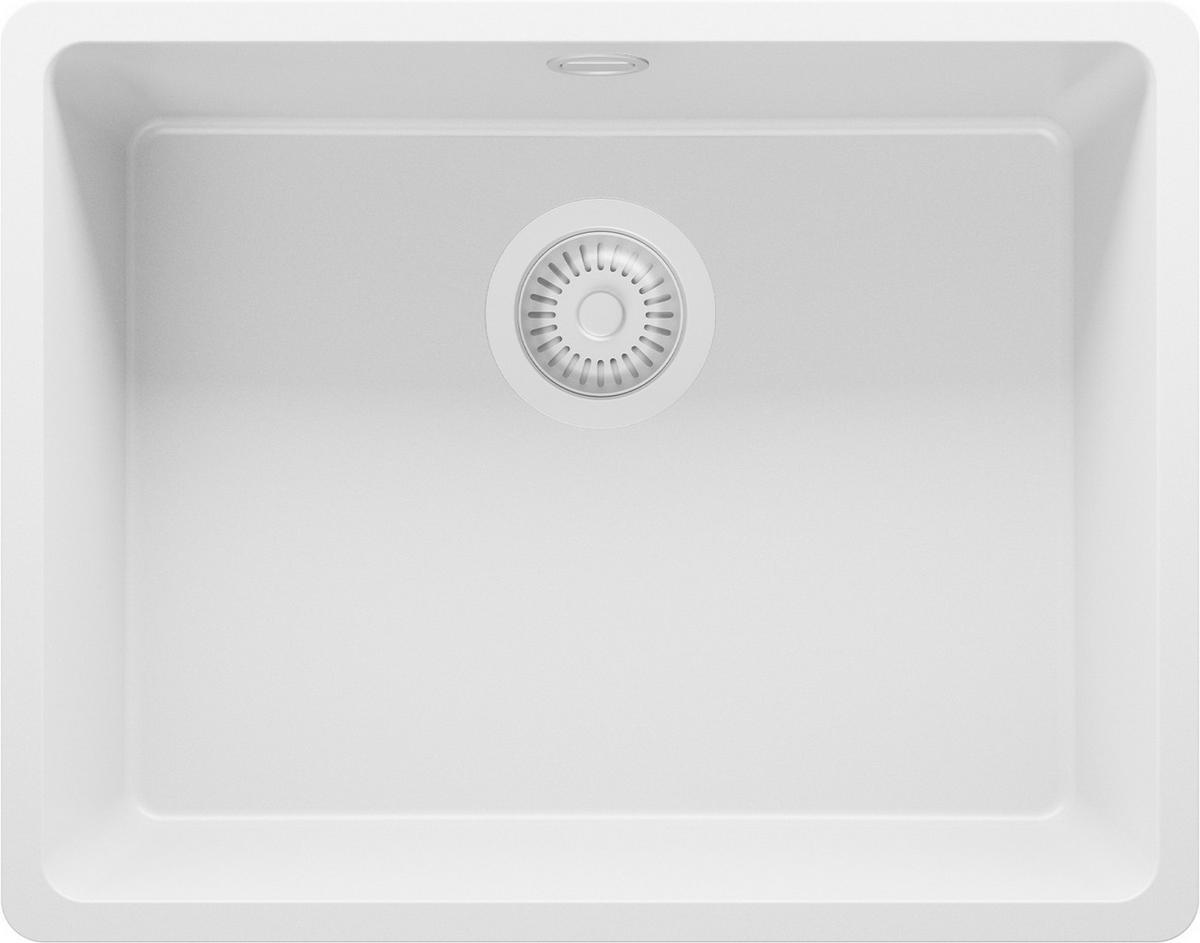 UNTERBAUSPÜLE GRANIT Venedig Easy, 2-er set Alles Weiß 56/44 cm 1 Becken + Ablauf-Set ab 60er Unterschrank - Weiß, Kunststoff (56/20/44cm) - Primagran