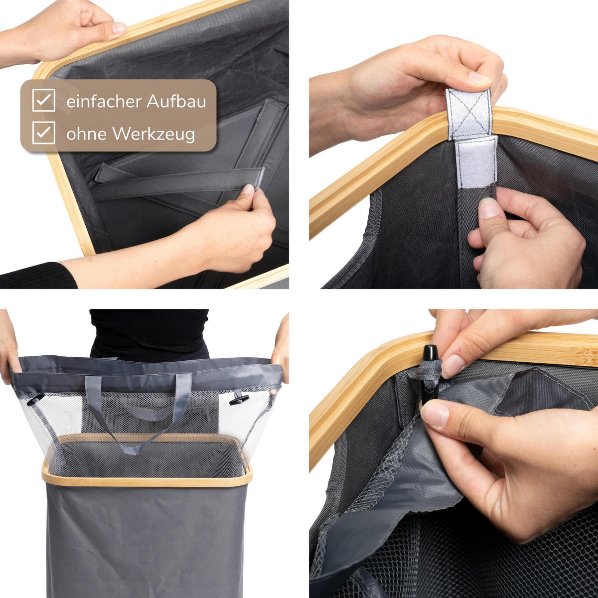 WÄSCHESAMMLER 60 Liter, grau - Grau, Textil (41/45.5/33cm) - bremermann