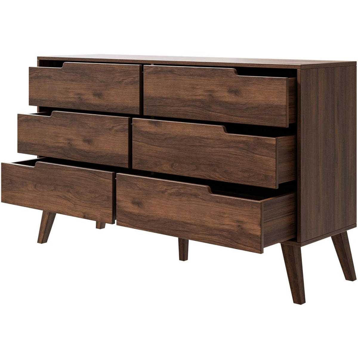 KOMMODE Norel mit 6 Schubladen, Walnuss - Walnussfarben, Holz/Holzwerkstoff (137/80/40cm) - Beautysofa