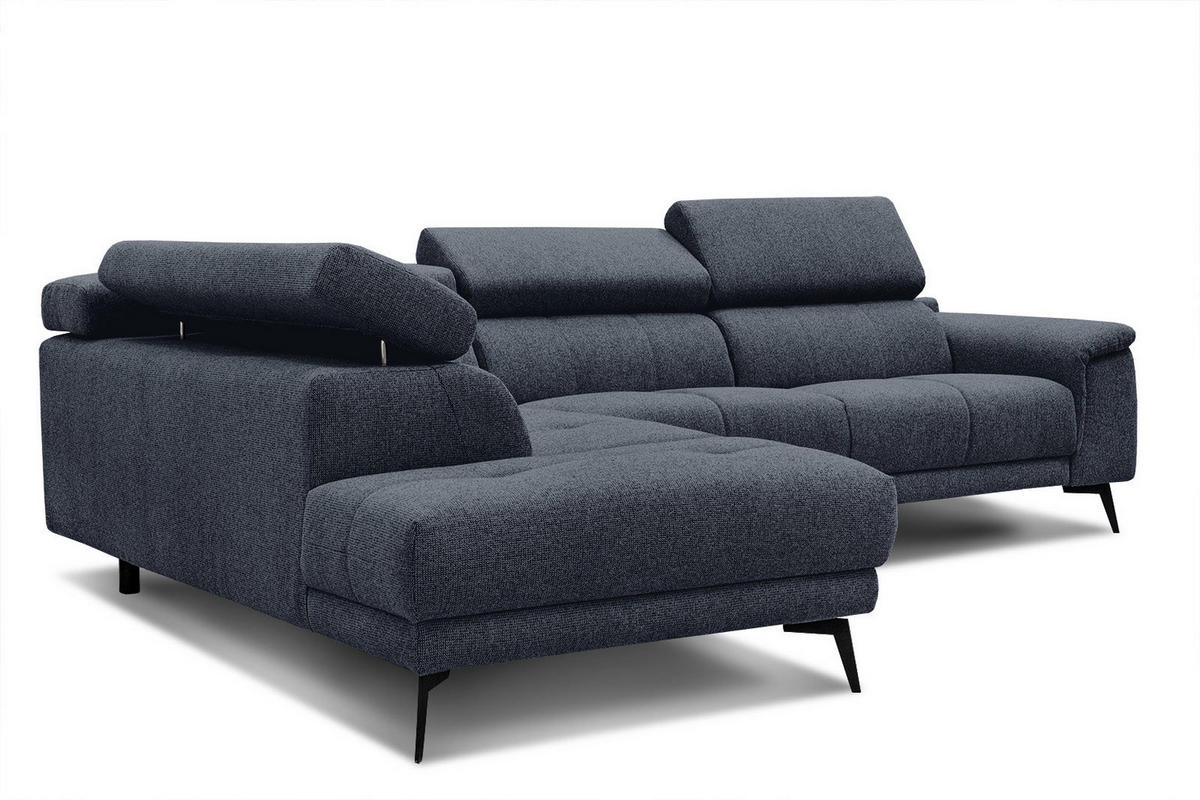 ECKSOFA FIERO 5-Sitzer, dunkelblau - Schwarz/Dunkelblau, Holzwerkstoff/Textil (158/269cm) - Courtois Laville