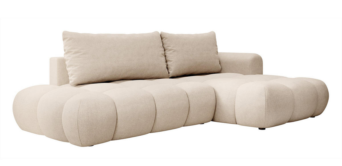 ECKSOFA Ombo Beige Chenille 280 cm - Beige/Schwarz, Kunststoff/Textil (284/167cm) - Selsey