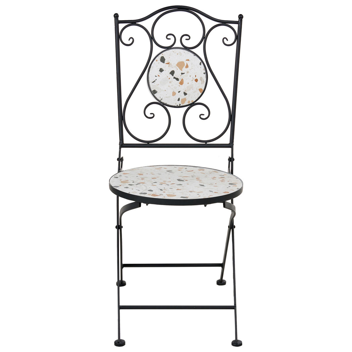 GARTENSTUHL 2er-Set Terrazzo Weiß Artena - Schwarz/Weiß, Metall (39/87/47cm) - Beliani