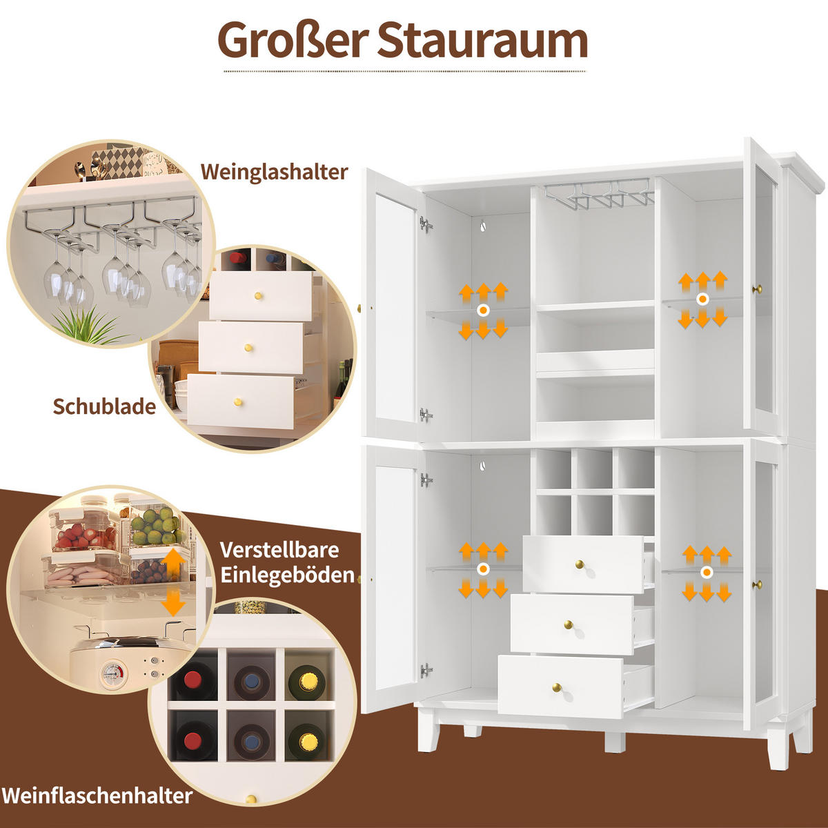 WEINSCHRANK LED App 180.5x120x40Cm Glas Flaschenhalter - Weiß, Holzwerkstoff (120/180.5/40cm) - FLIEKS