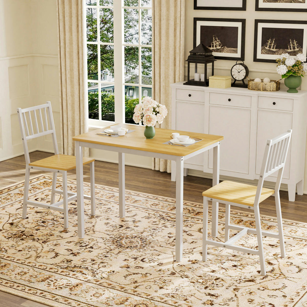 ESSGRUPPE DE-39325 3-teilig, mit 2 Stühlen Weiß - Weiß, Holzwerkstoff (90/75.5/60cm) - ComfortXL