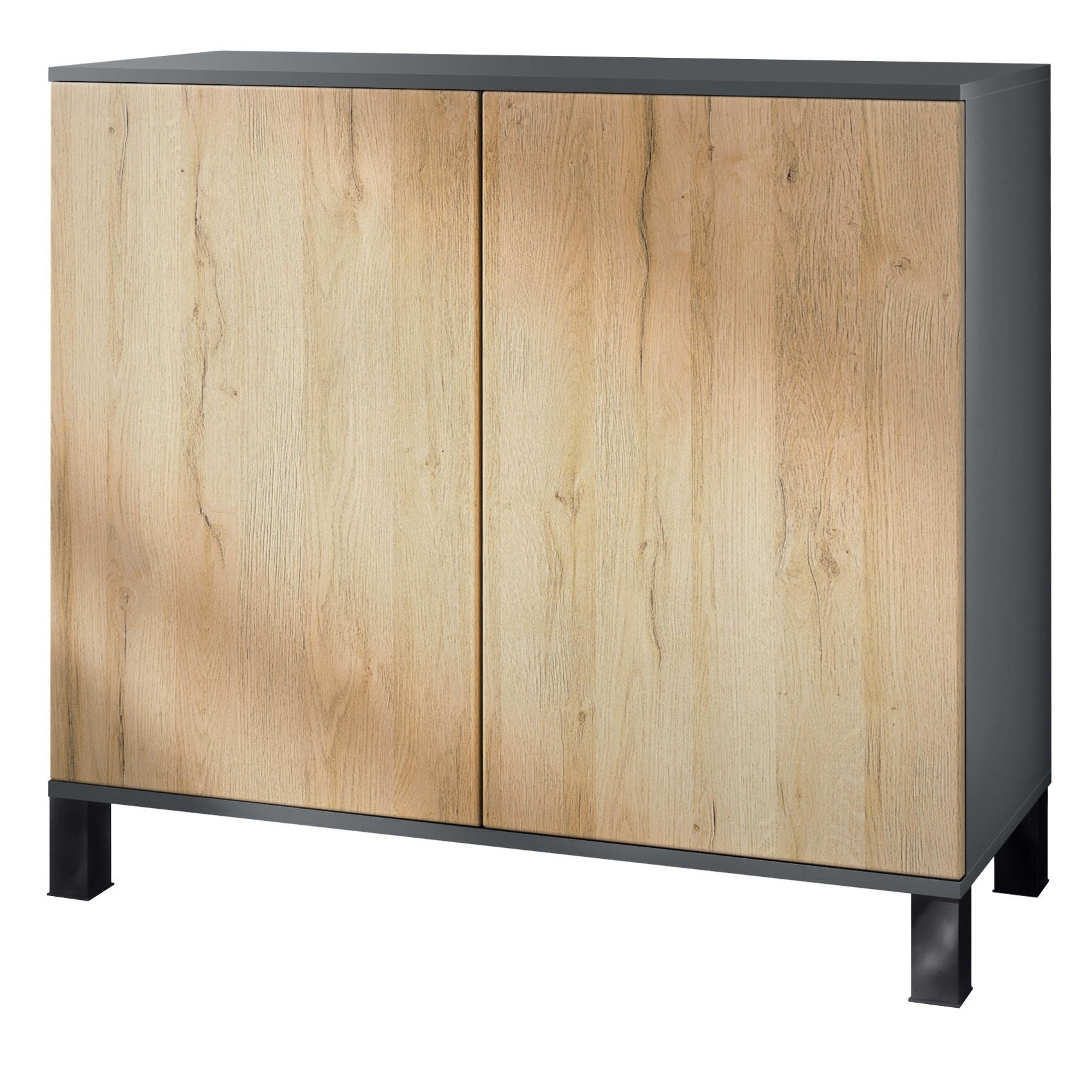 KOMMODE Skadu Eiche Natur - Eichefarben, Holzwerkstoff (92.5/84.5/35cm) - Vladon