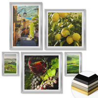 WANDBILDER 5er Set - 50x50 cm & 20x30 cm & 40x60 cm Silberner Rahmen - Italienische Landschaften, Zitrushügel - Silberfarben, Kunststoff (40/60cm) - ArtPrintCave
