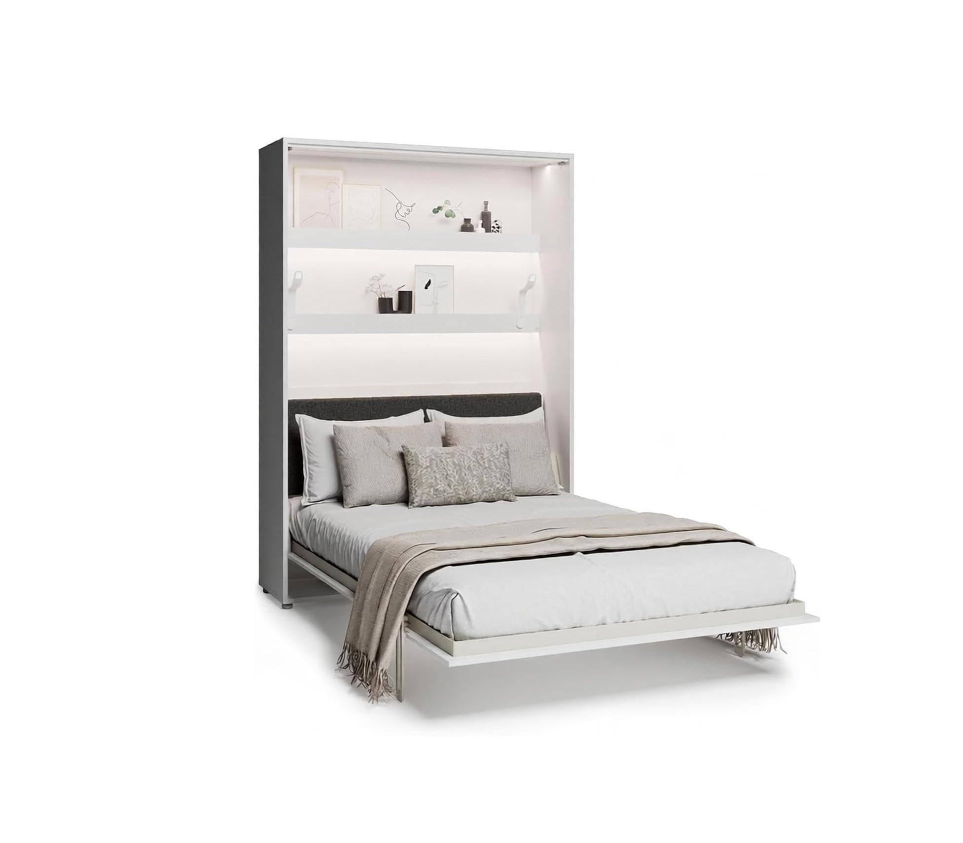 SCHRANKBETT BED CONCEPT BC-36 Matratze - Graphitfarben/Weiß, Holzwerkstoff (140/200cm)