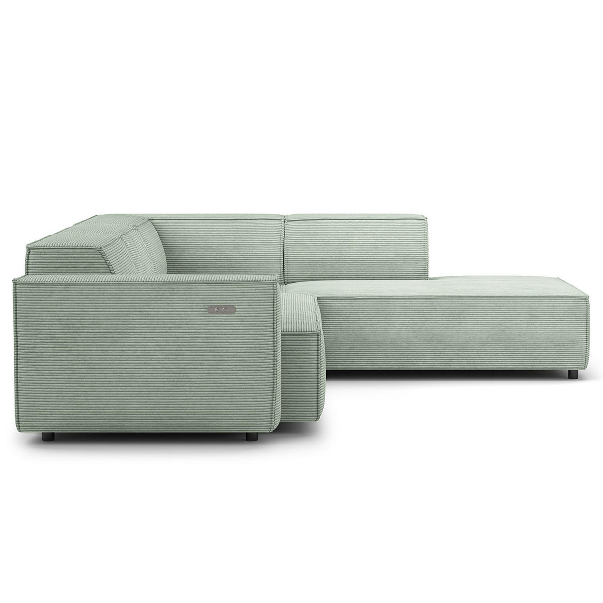 ECKSOFA mit Ottomane - Schwarz/Mintgrün, Kunststoff/Textil (260/234cm) - home24