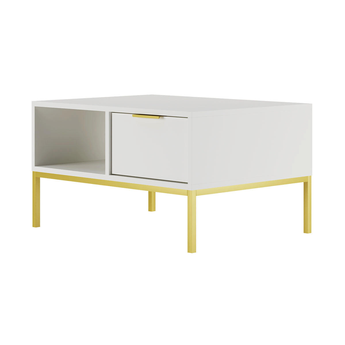 KLUBSKA MIZA Seattle Bela - bela, leseni material (60/80/45.4cm) - Petits-meubles