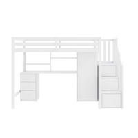 HOCHBETT 90x200 cm mit Kleiderschrank und Schreibtisch - Weiß, Holz (90/200cm) - KOMHTOM