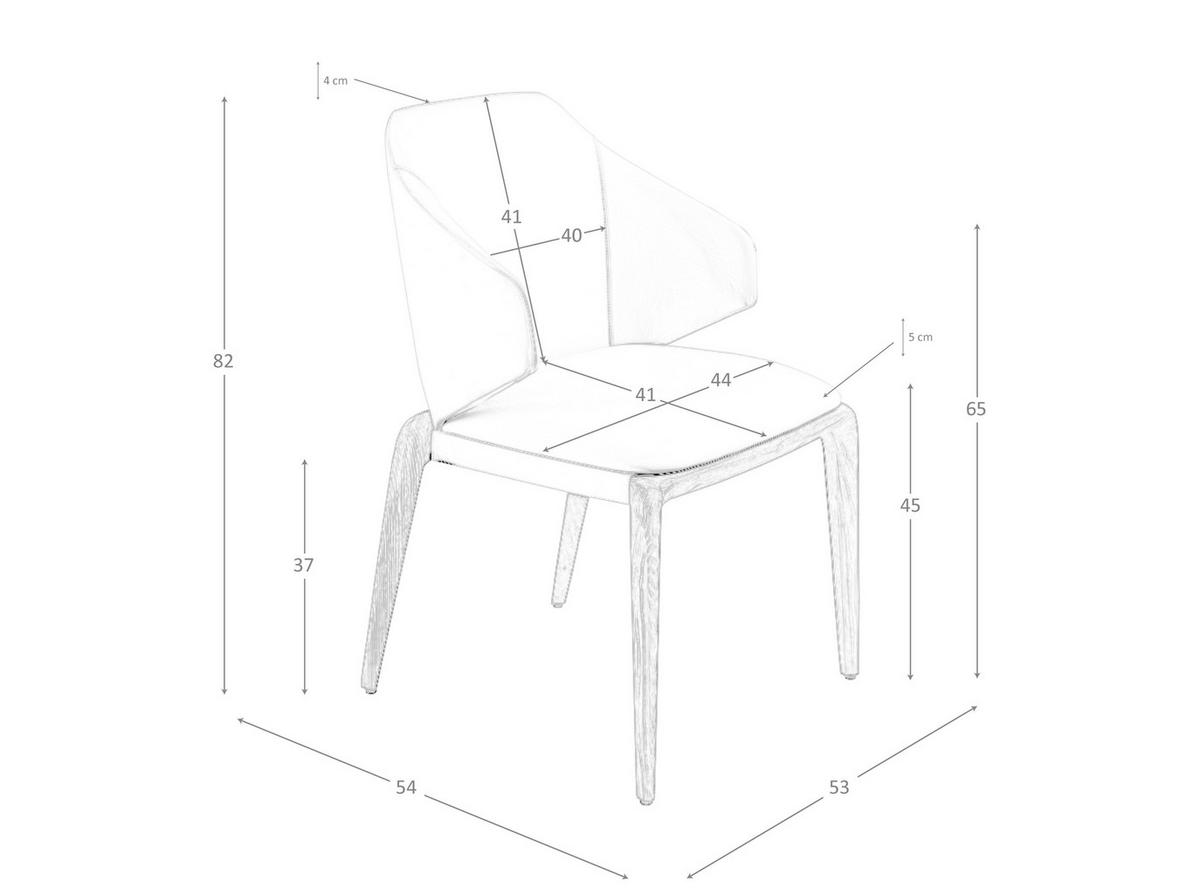 STUHL Eiche Esche Creme 53/54/82 cm - Eichefarben/Creme, Leder (53/82/54cm) - ANGEL CERDA