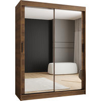 ŠATNÍ skříň s posuvnými dveřmi 200/150/62 2dveřová - černá/hnědá, dřevo/plast (150/200/62cm)
