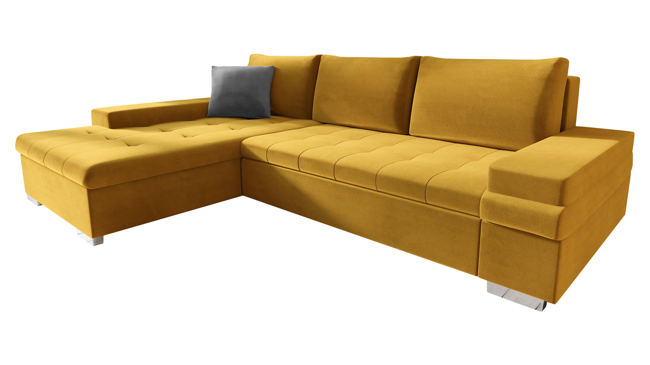 ECKSOFA Bangkok Mini - Gelb/Silberfarben, Holz/Textil (274/182cm) - MIRJAN24