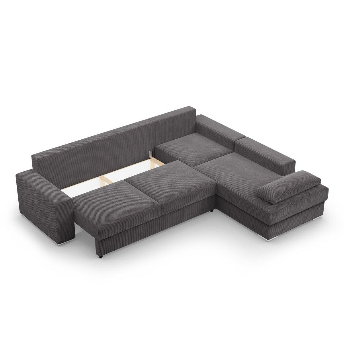 ECKSOFA MIT SCHLAFFUNKTION VELANO Dunkelgrau - Dunkelgrau, Textil (231/287cm) - Mebligo