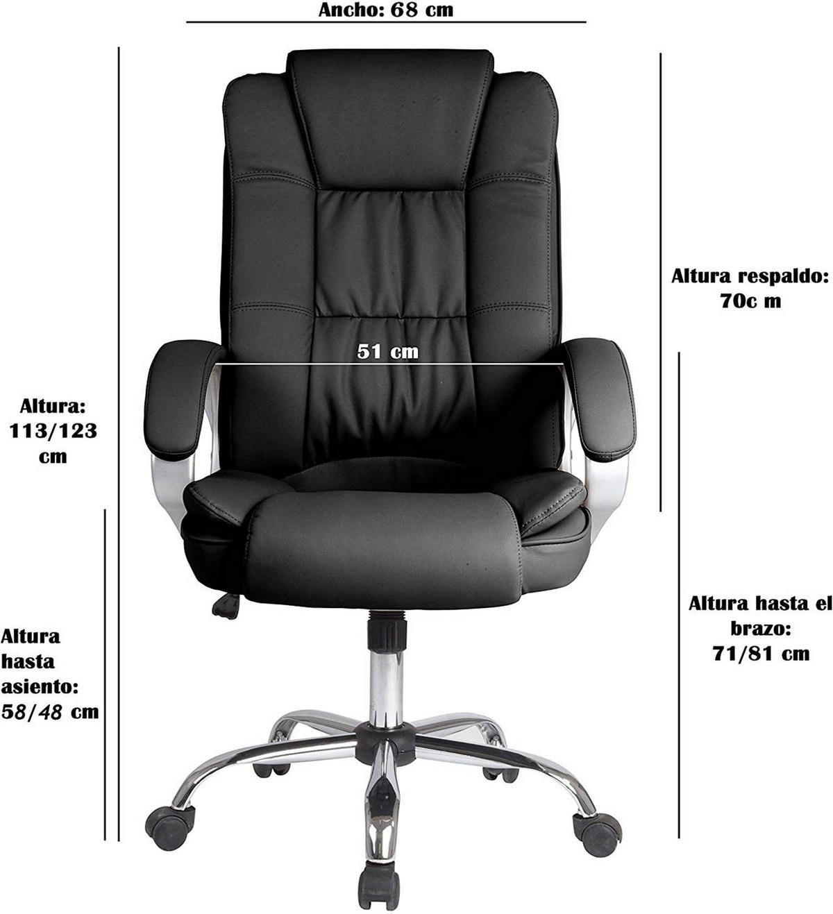 DREHSTUHL Karen Schwarz - Schwarz, Fell (68/110/72cm) - VS Venta-stock