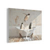 AKUSTIKPANEEL Vintage - Pinguin - Badewanne - Schaumstoff 100x70 cm - Schwarz, Textil (100/0.9/70cm) - MuchoWow