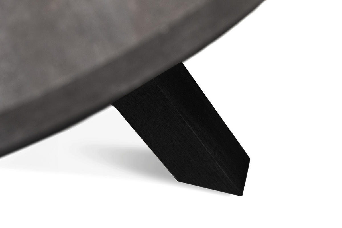ESSTISCH INDAGA Ausziehbar 100-140cm Rund, Beton/Schwarz - Schwarz, Holz (100/140/75cm) - KONSIMO®