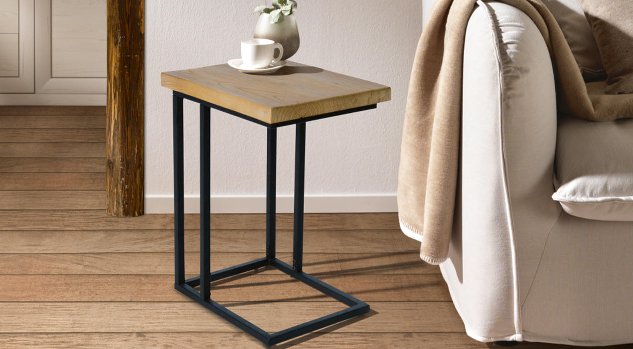 Odkládací stolek z kovu a dřeva