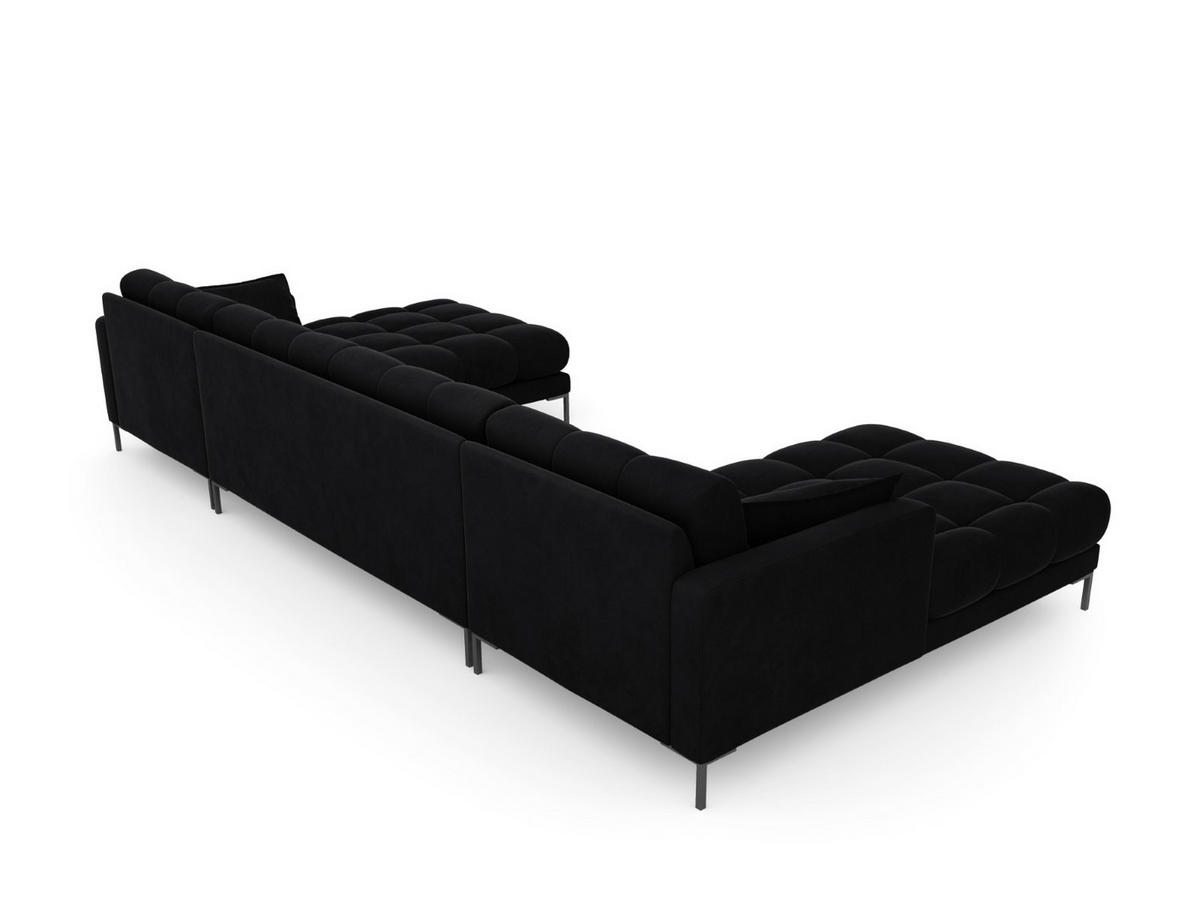 PANORAMASOFA Mamaia aus Samt schwarz 6 Sitzplätze - Schwarz, Textil (185/75/383cm) - Micadoni