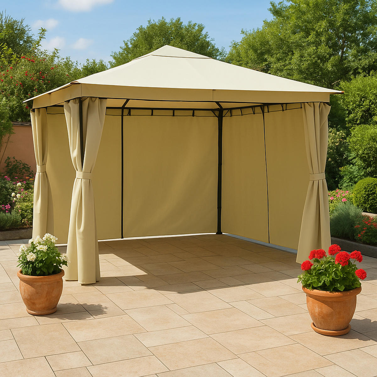 ERSATZDACH Venedig, Pavillondach 300x300 cm, PVC-beschichtet, Farbe: écru - Naturfarben, Kunststoff (300/0.3/300cm) - TPFGarden